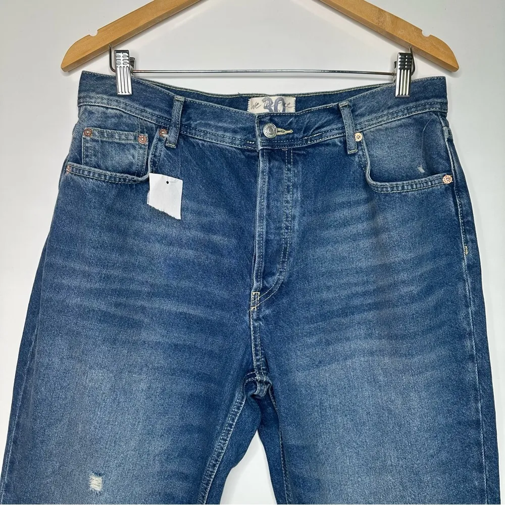 Free People We The Free NWT Maggie Straight Leg Raw Hem Jeans in Sequoia Blue - Image 4