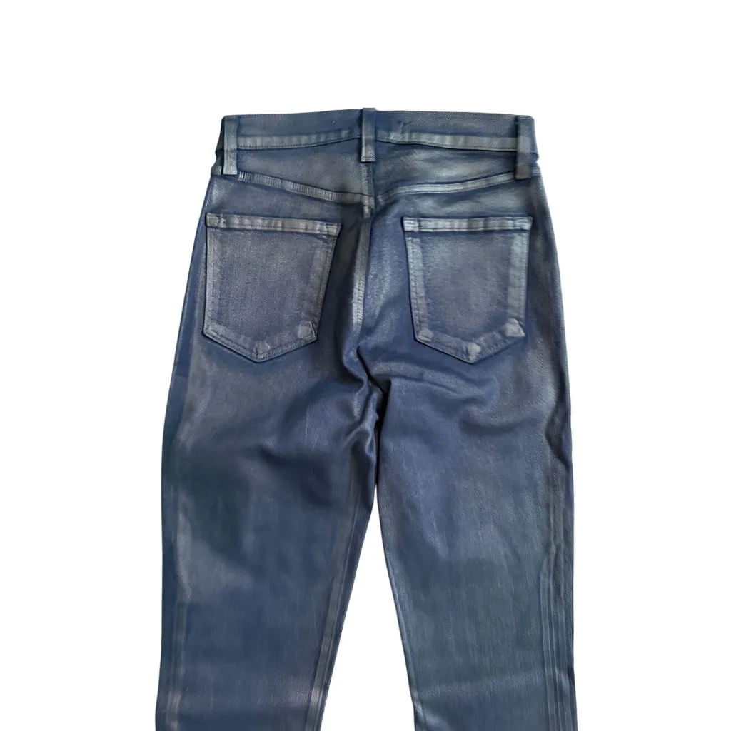 J BRAND Maria Blue Waxed Metallic Skinny Jeans Size 24 - Image 9