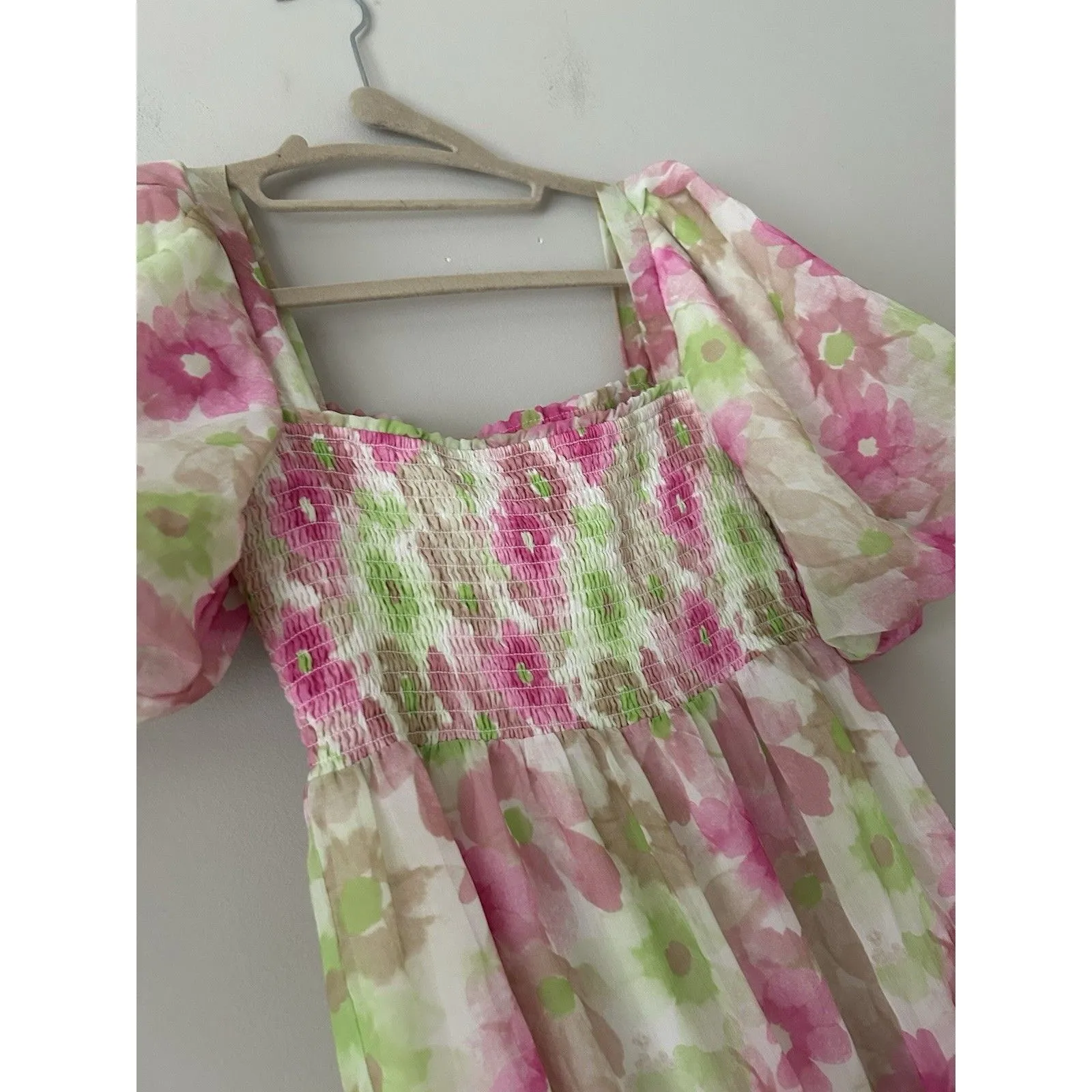 Reset By Jane Josie Dress Floral Babydoll Mini Dress Size Small Whimsical Fairy Pink - Image 11