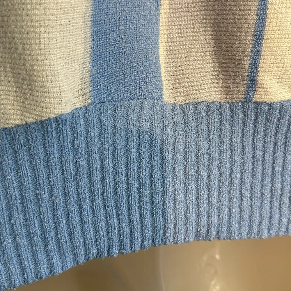VEB Berliner Strickmoden Vintage 1970s German Blue White Striped Cropped Sweater - Image 14