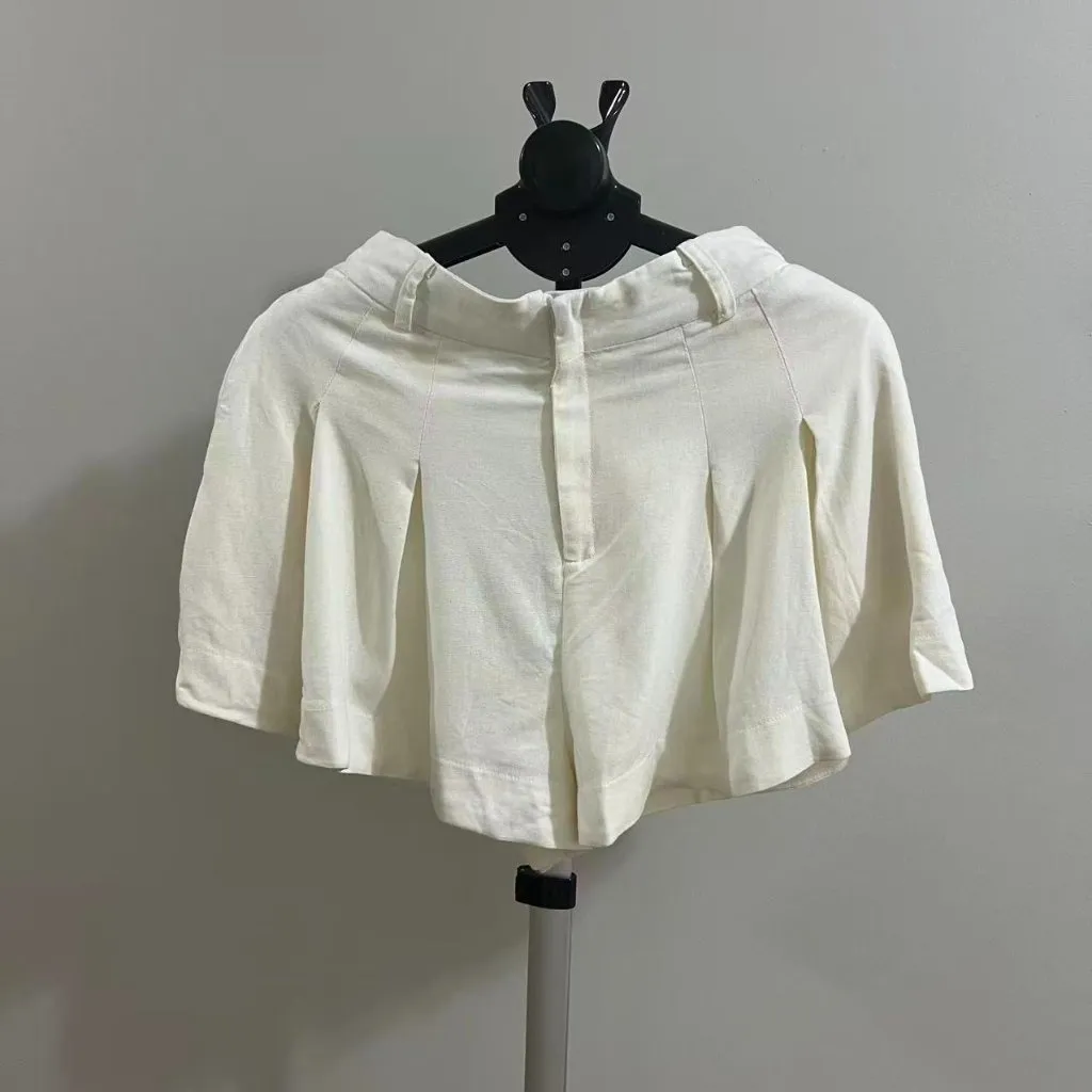 NWOT Farm Rio Pleated Linen Blend Shorts Elastic Stretch Pockets Cream Size M - Image 2