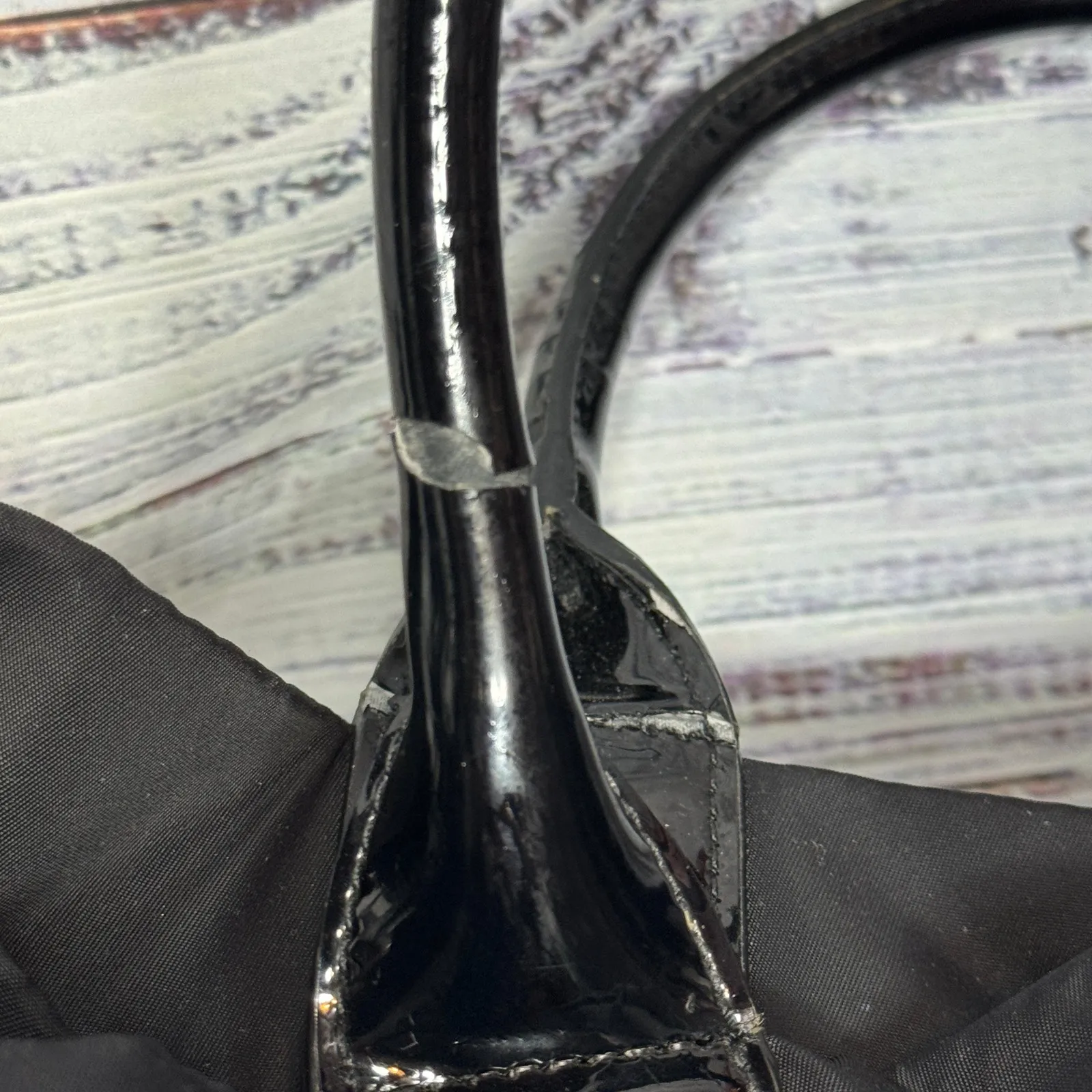 TORY BURCH Large Black Logo Nylon & PVC Tote Shoulder Bag 13x16 - Image 2