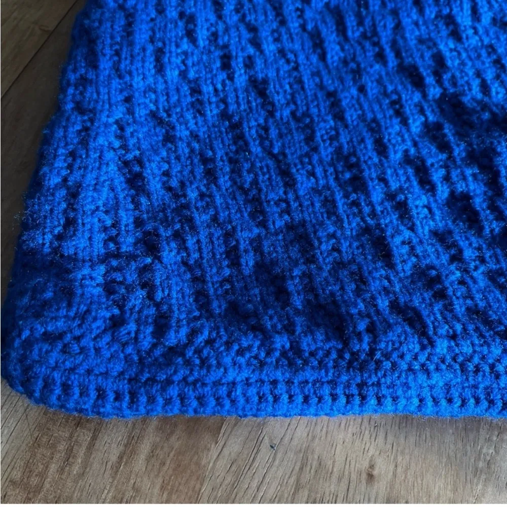 Knitted Handmade Purse Tote Bag Royal Blue - Image 2