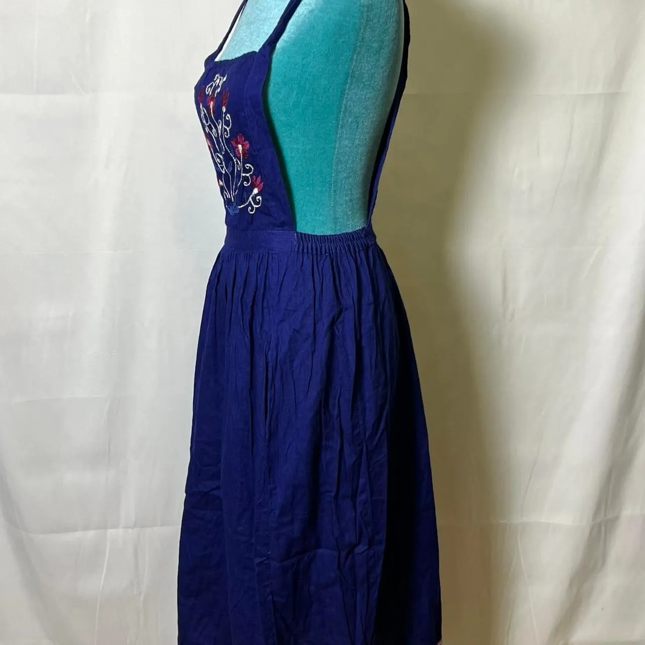 Vintage 70's Artisana Women's Teen's Navy Dress Blue - Image 2