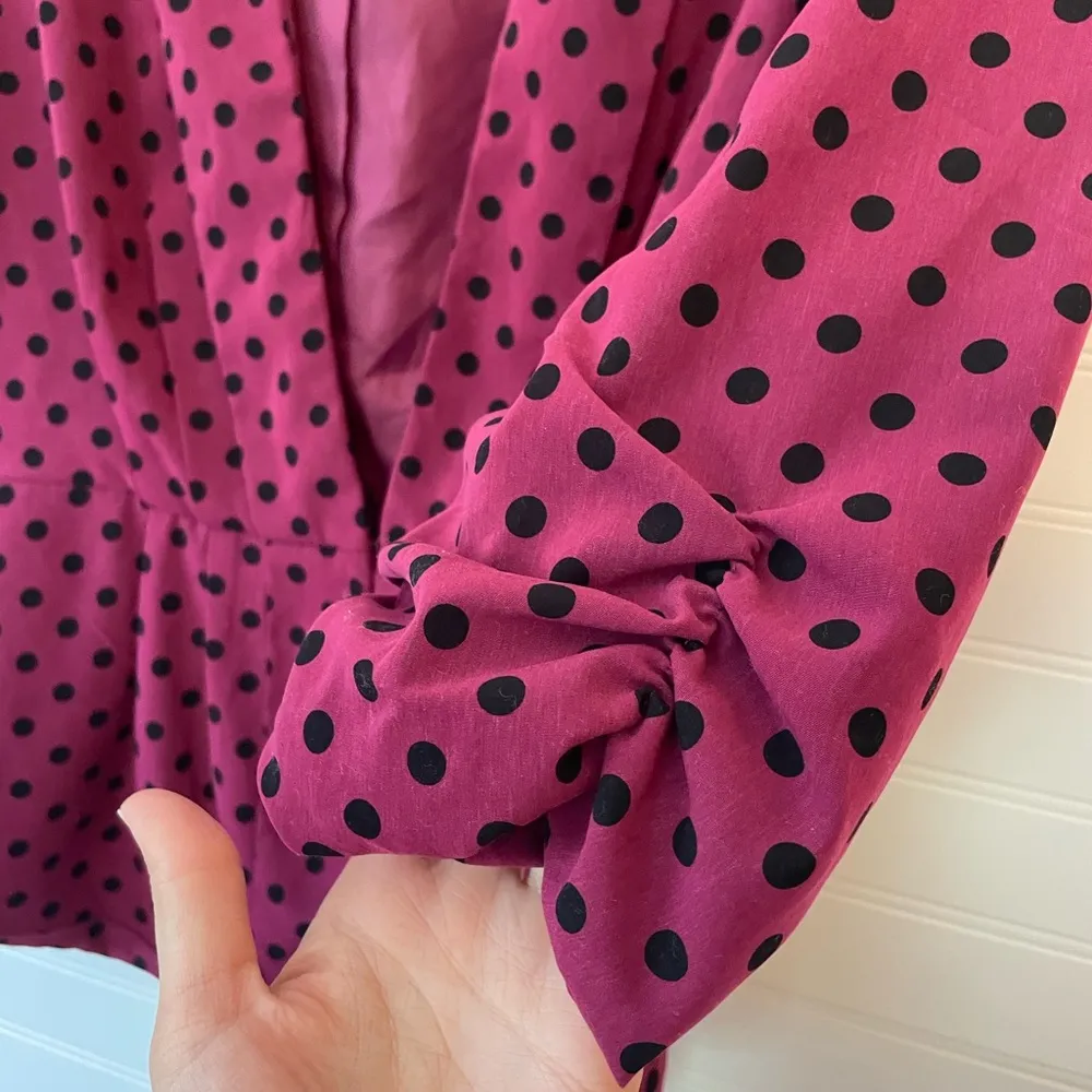 Elle Raspberry Purple Black Polka Dot Blazer - Image 2