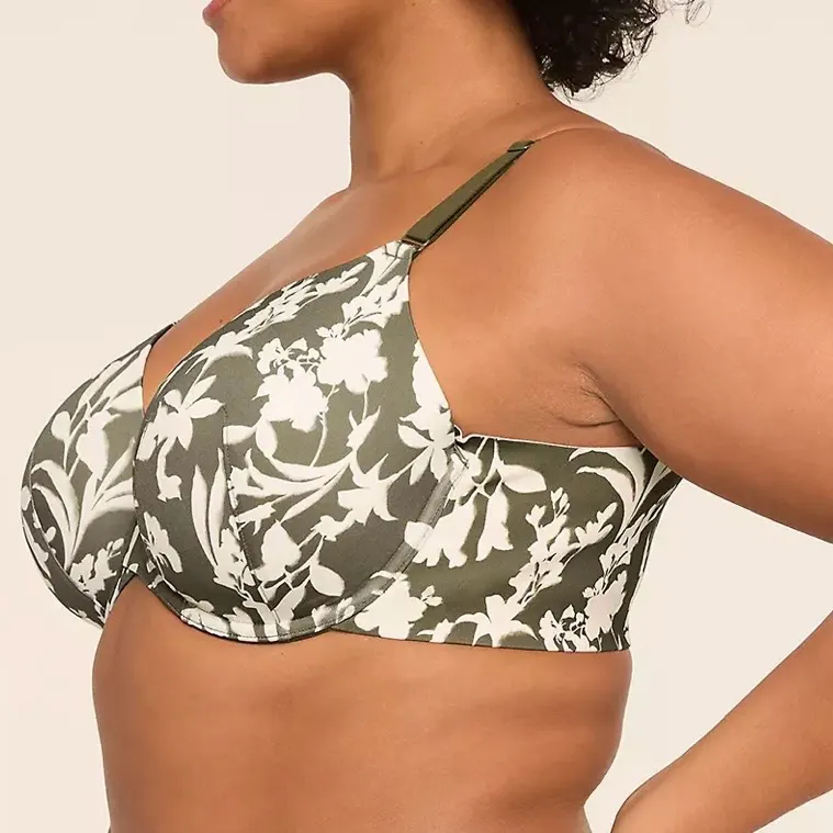 Cacique Green Floral Print Totally Smooth Lightly Lined Full Coverage Bra 38DD - Image 3