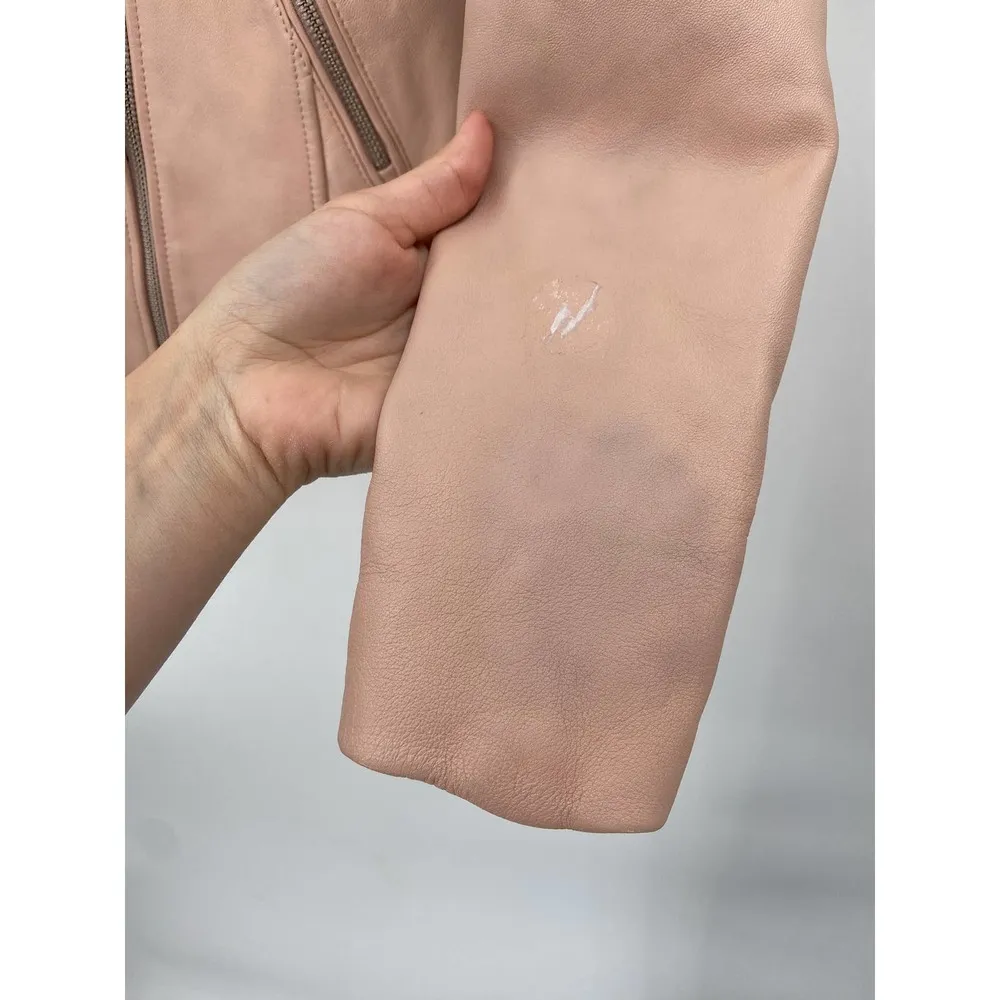 Mackage Sandy Pink Genuine Leather Asymmetric Zip Moto Jacket Size Small - Image 89