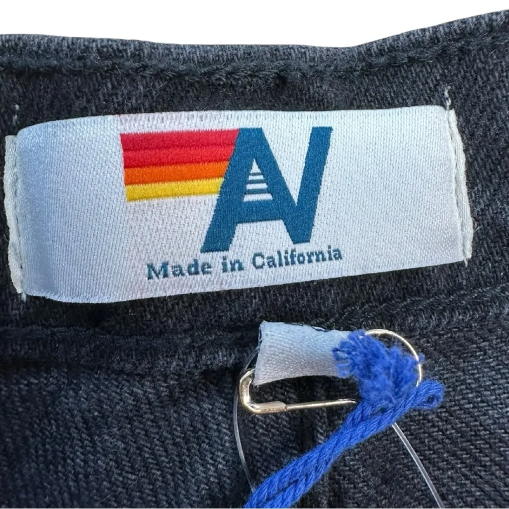 Aviator Nation NWT Black Hi Rise Skater Cut Off Side White Check Shorts Size 25 - Image 7