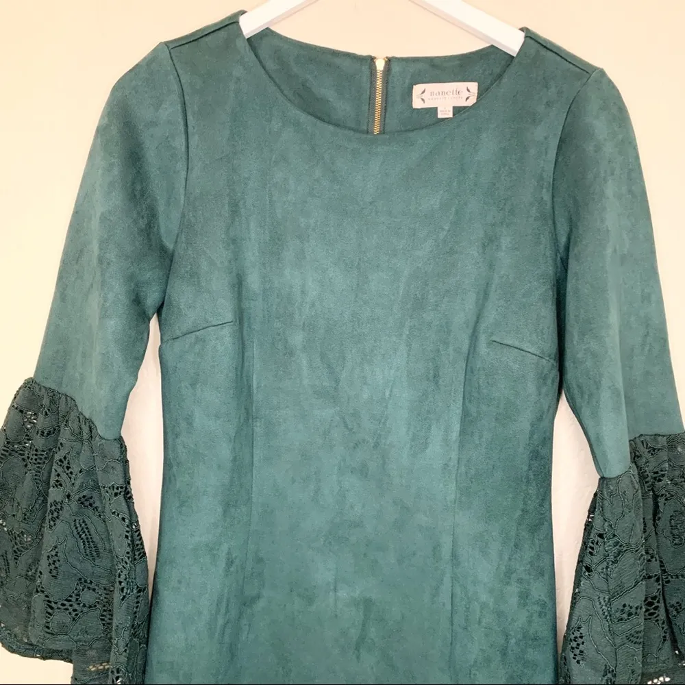 Nanette Lepore Suede Lace Bell Sleeve Dress Size 4 - Image 5
