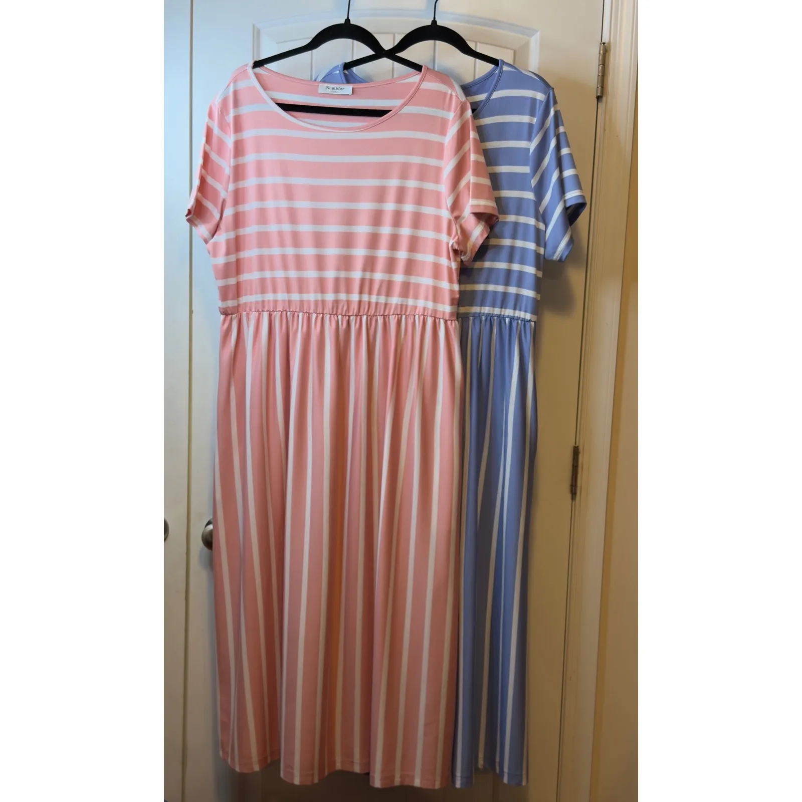 SHEIN Size XL Striped Maxi Dress Pockets Short Sleeve‎ Casual NWOT Flowy Beach # - Image 3
