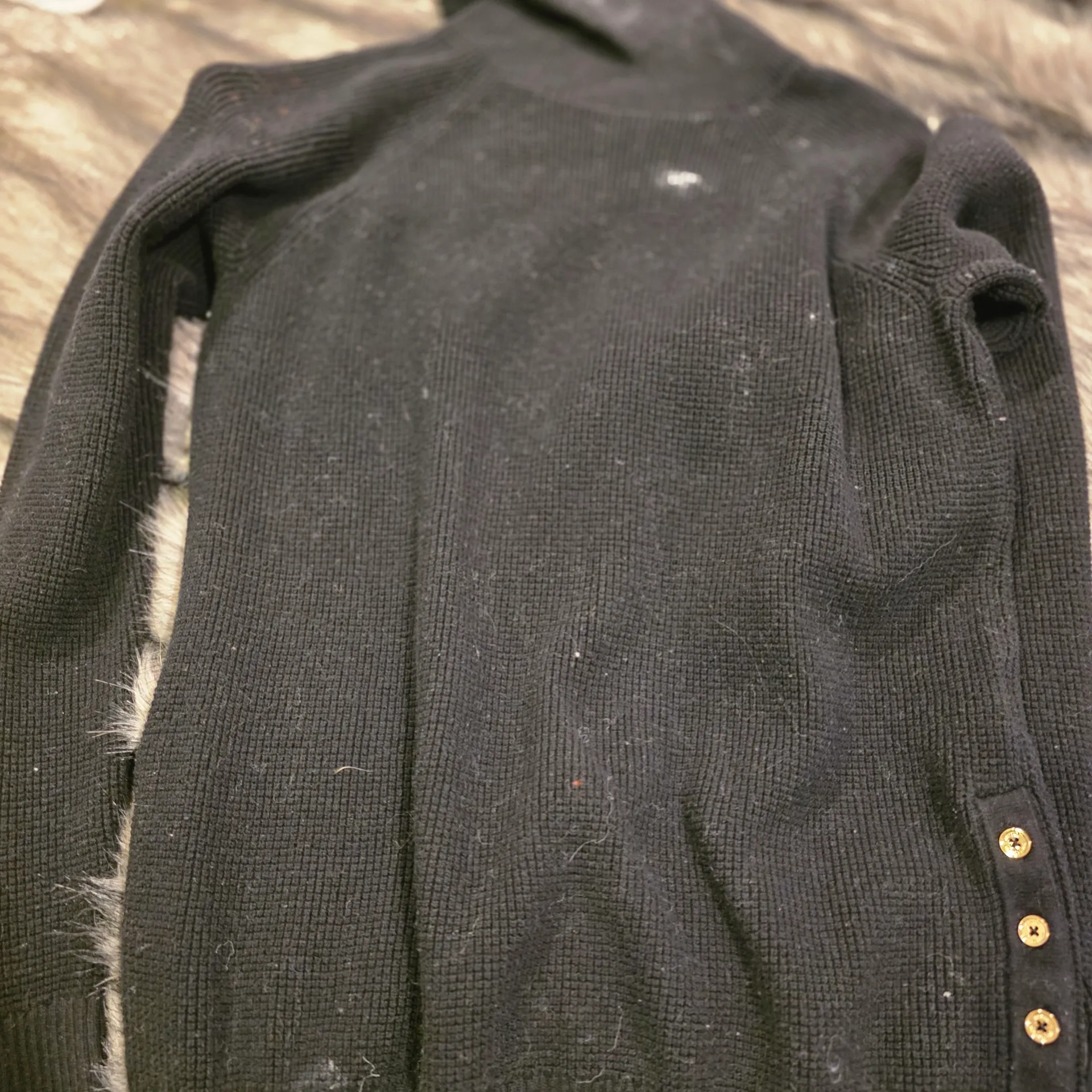 Michael Kors Black Sweater with Gold Button Accents - Image 2