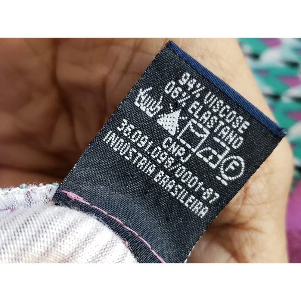 Luz & Sombra Long Maxi Dress Women Medium Multi Geo Print Wide Strap Square Neck Pink - Image 6