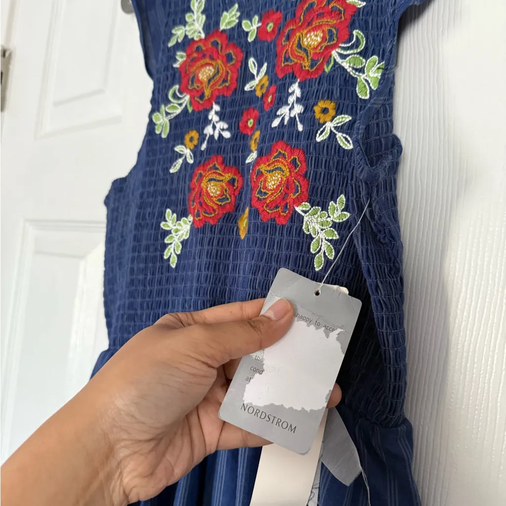 Taylor And Sage Blue Floral Embroidered Ruffle Sleeveless Maxi Dress Summer - Image 7