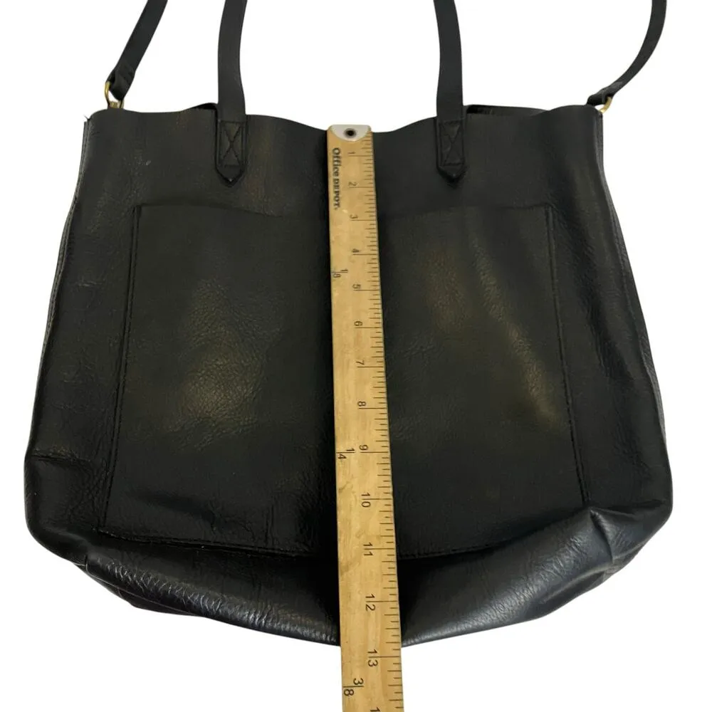 Madewell The Medium Transport Black Leather Open Tote Bag - Image 6