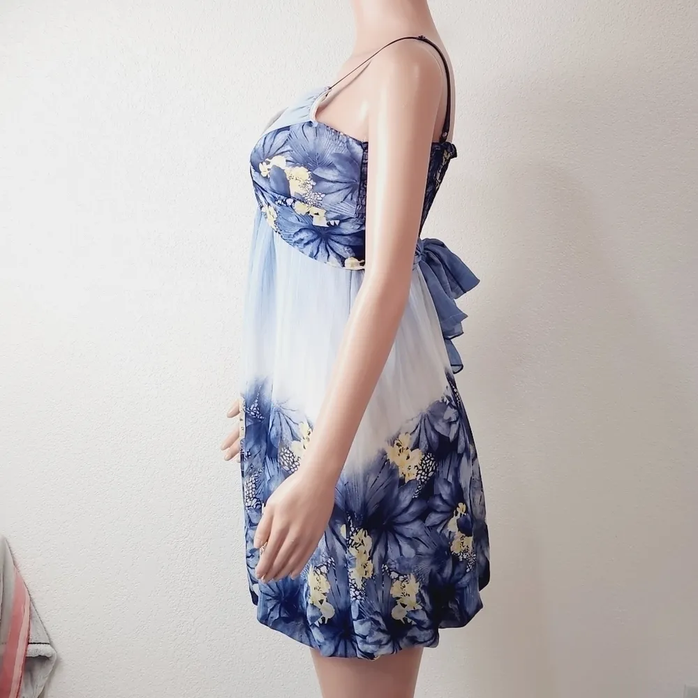 CAMEO Strapless Floral Spring Flowers Wrap Around Belt Tie Mini Dress Size: M - Image 4