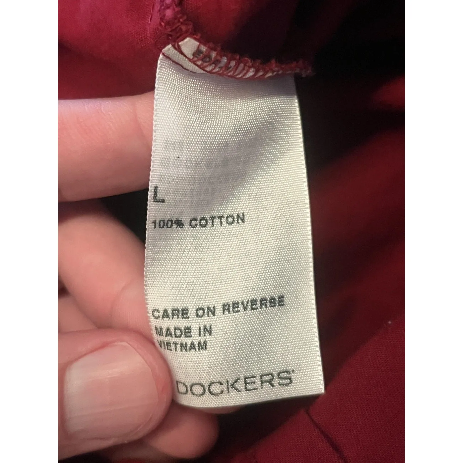 Dockers Shirt Womens Large Burgundy Button Down Long Sleeve 100% Cotton Solid - Image 6