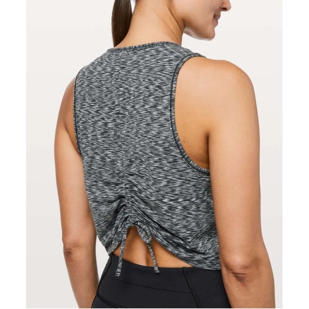 Lululemon Cinch Me Up Cropped Tank Spaced Out Space Dye Black White Size Medium - Image 8