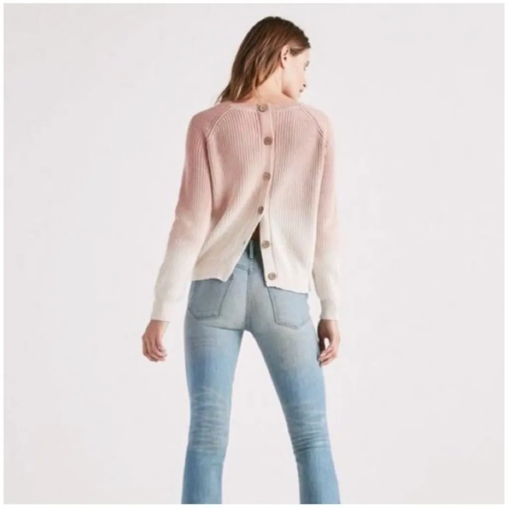 Lucky Brand Ombre Sweater Dip Dye Women's‎ Large Full Button Back 100% Cotton - Image 2