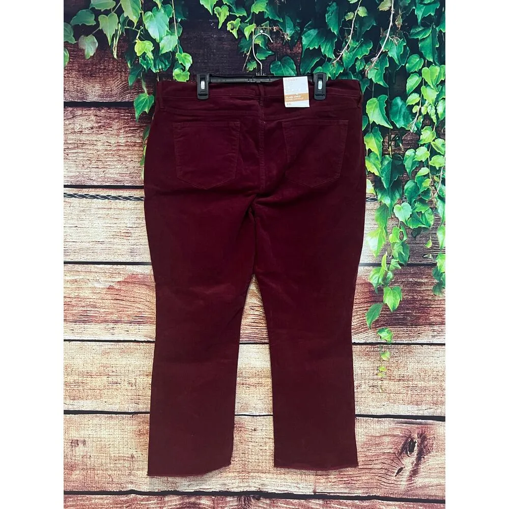 Old Navy Mid Rise Flare Ankle Corduroy Pants Women's 16 Maroon Red Stretchy NWT - Image 4