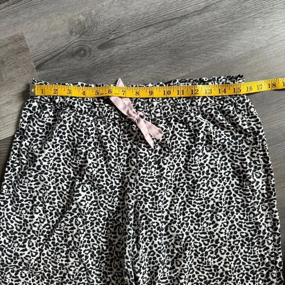 Victoria’s Secret Leopard Pajama Pants Black White Medium Pink Tie - Image 7