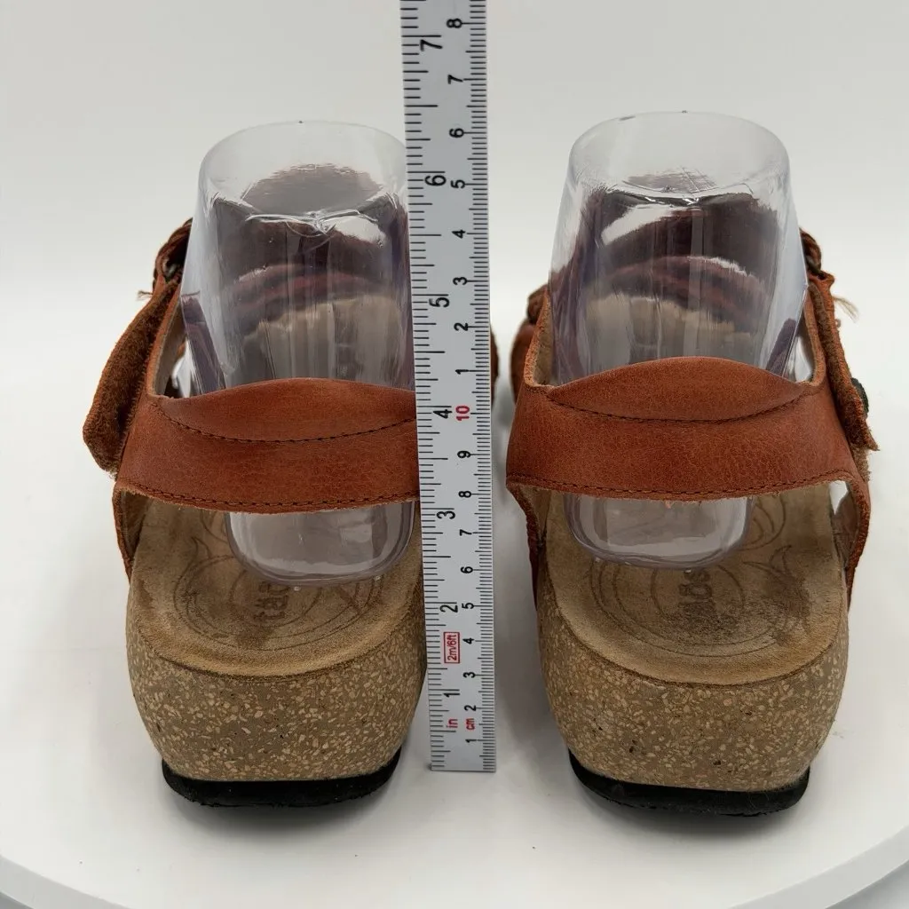 Women's Taos Trulie Woven Braided Leather Wedge Sandal Brick Size 10 - Image 5