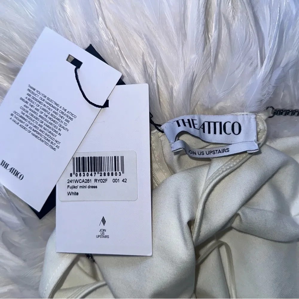 NWT The Attico Fujiko White Feather Trim Sleeveless Mini Dress IT 42 US M Size M - Image 4