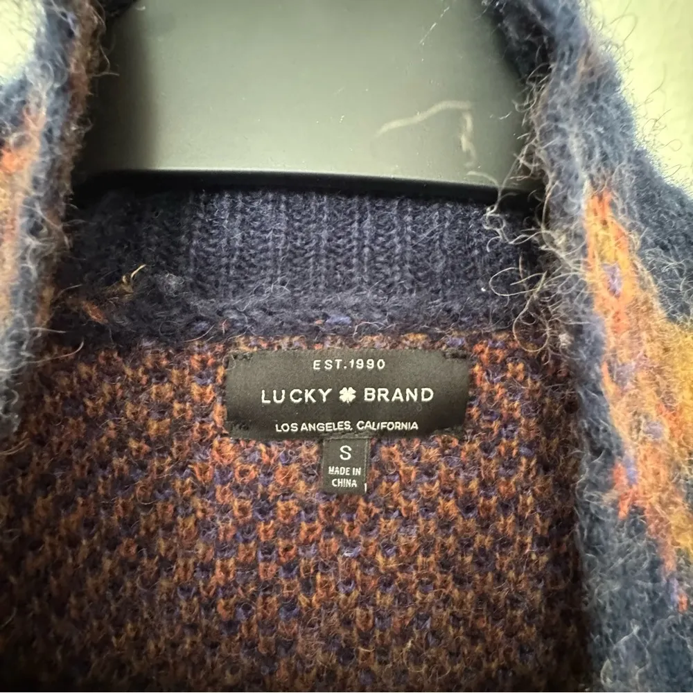 Lucky Brand Wool Blend Boho Longline lona Cardigan Brown/Navy Size Small - Image 5