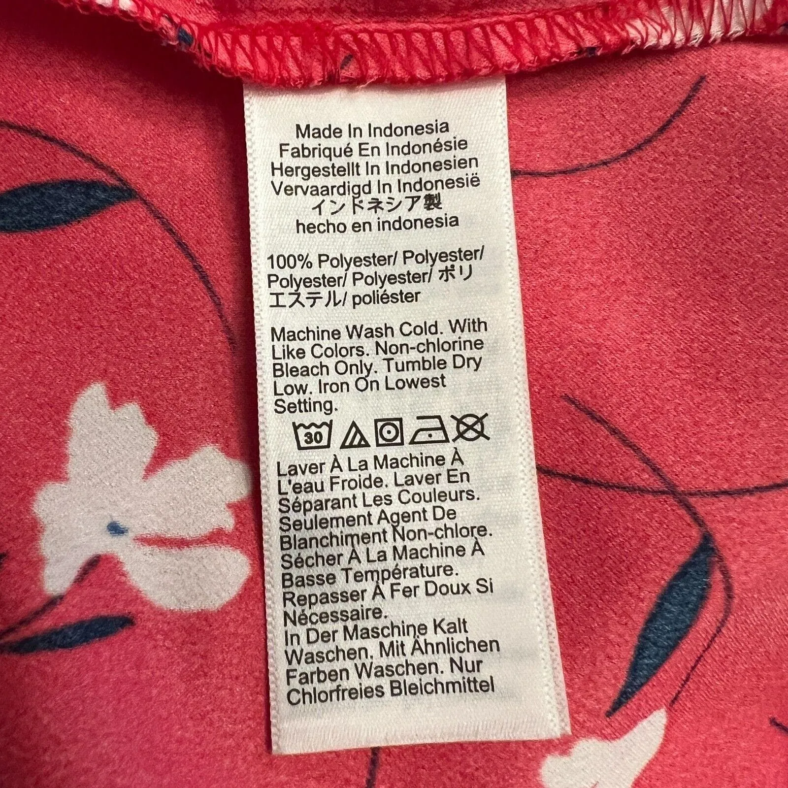 J Crew Blouse Womens Large Red Floral Print Long Sleeve Ruffle Neck Top Bohemian - Image 8