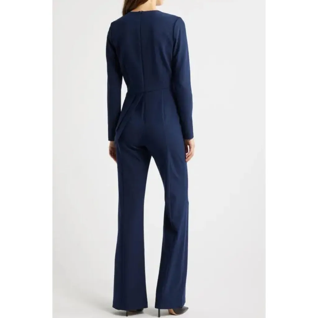 BLACK HALO Sinclair Skirted V-Neck Jumpsuit in Pacific Blue Size US 4 NWT - Image 9
