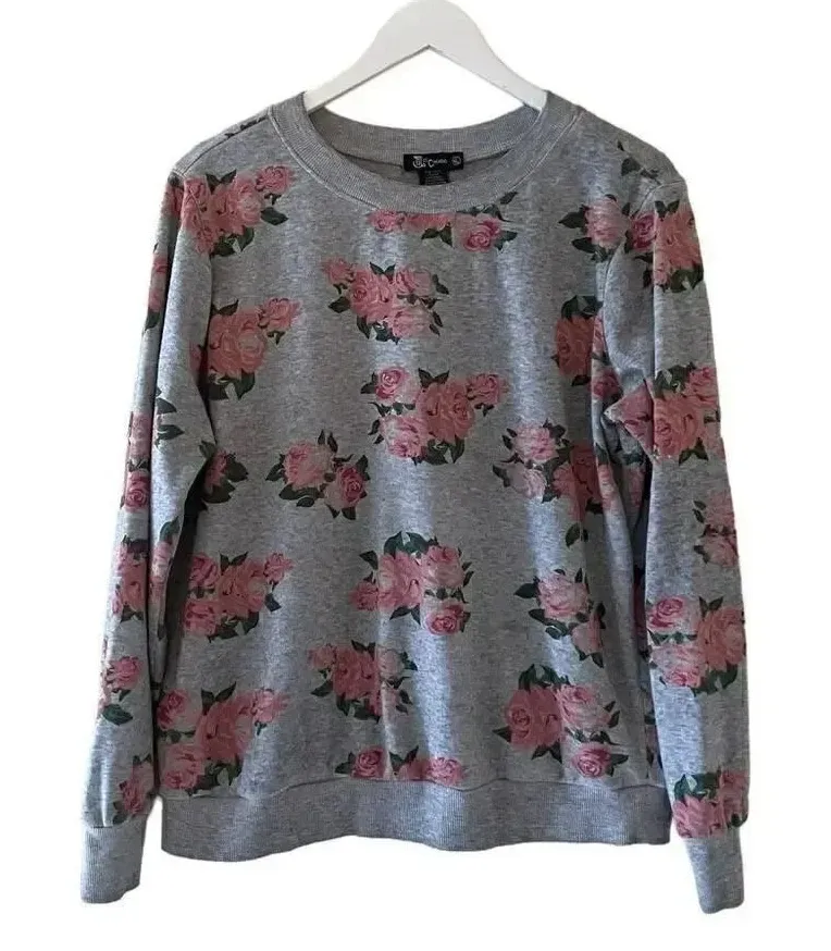Miss Chievous Gray Pink Roses Chabby Chic Romantic SZ XL #1790 - Image 1