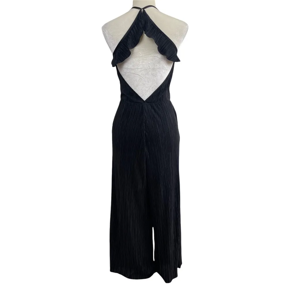 𝅺H&M Divided Pleated Jumpsuit Ruffle Halter Women’s Size 4 Wide Leg - Image 5