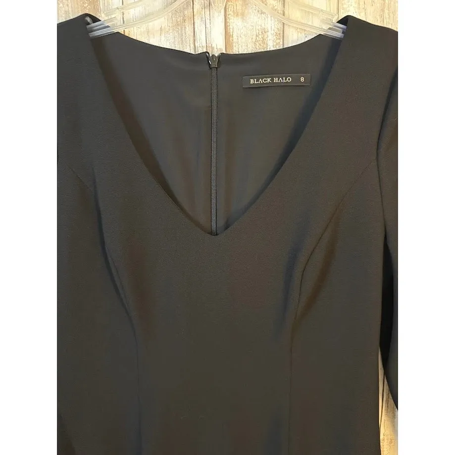 Black Halo V-Neck Sheath Dress - Size 8 - Little Black Dress - Image 6