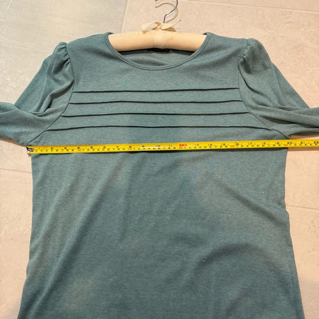 Elegant Teal Long Sleeve Blouse Green Size XL - Image 4