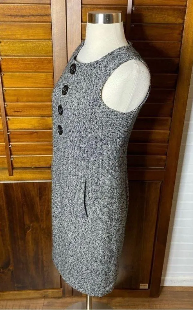 Michael Kors Tweed Front Button Black Dress​ - Image 4