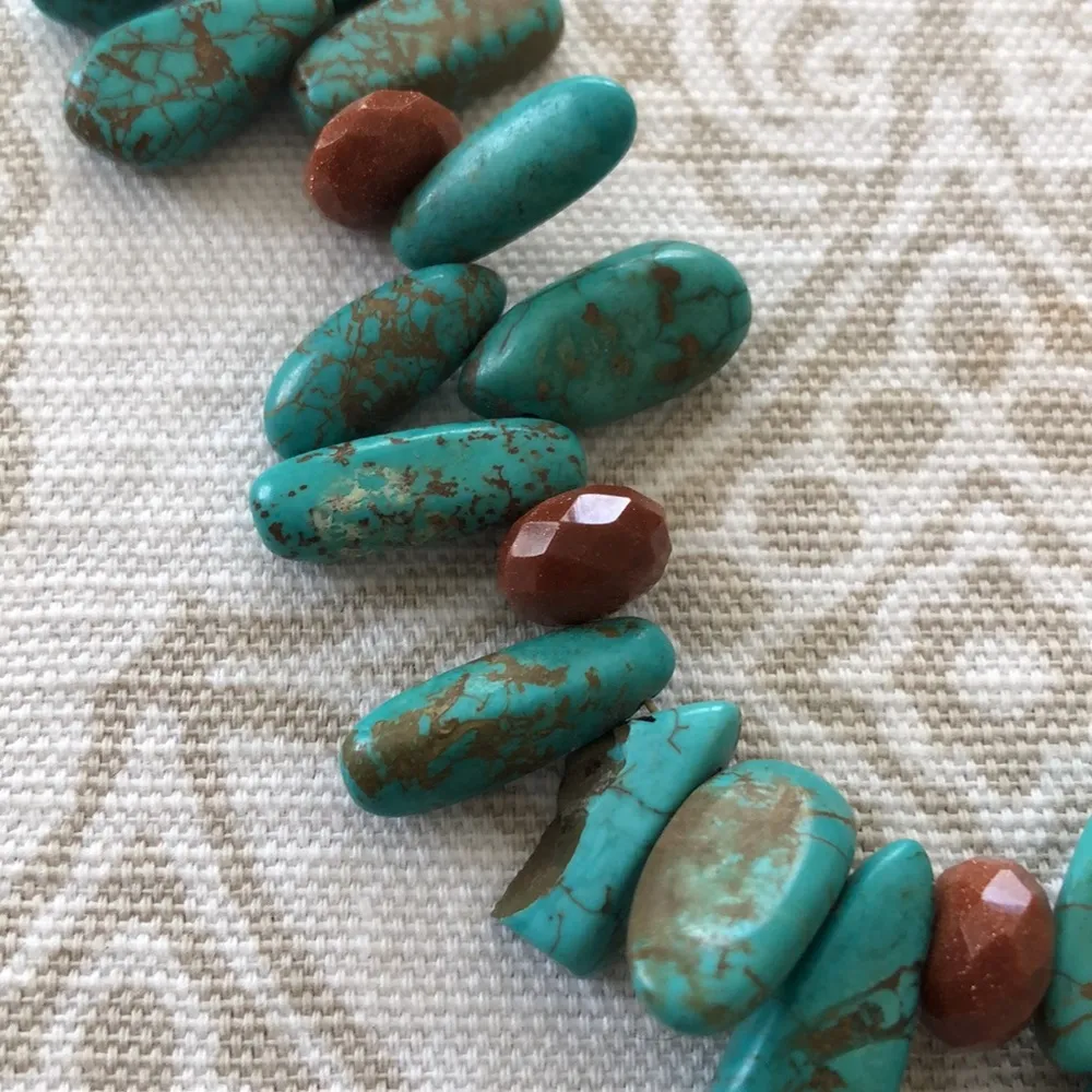 Genuine Turquoise Beaded Necklace Blue - Image 5