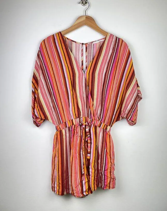 Lush Shorts Multi-colored Striped Romper - Size Small - Image 2