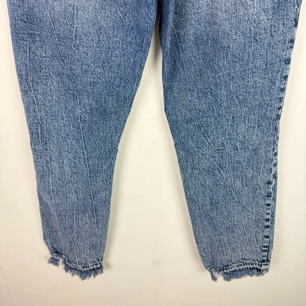 Abercrombie & Fitch The Mom High Rise Jeans Distressed Raw Hem Size 31 12 L LONG - Image 9