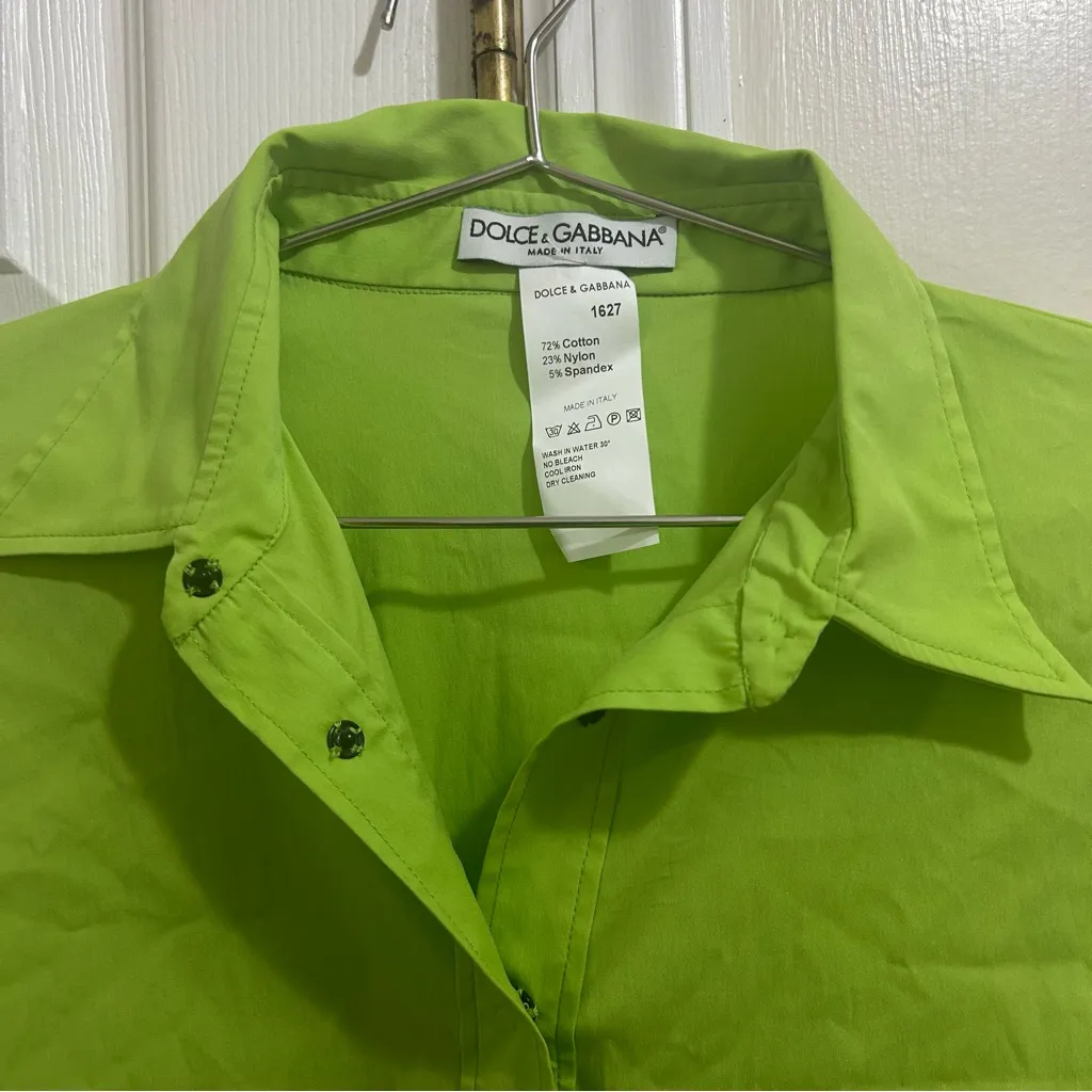 Dolce & Gabbana Lime Green Tunic Top or Swimsuit Coverup Vintage Size 10 - Image 3