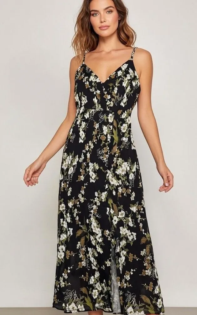 RYEGRASS Dress Womens 2X Black Floral Maxi Faux Wrap Feminine Summer Y2K  Size XXL - $34 (56% Off Retail) New With Tags - From Katie