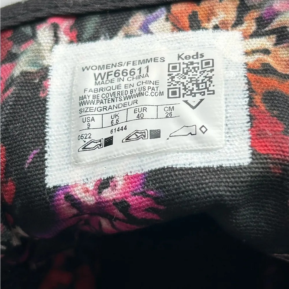 Women’s Keds Black Kickstarter high top Sneakers floral interior size 9 - Image 6