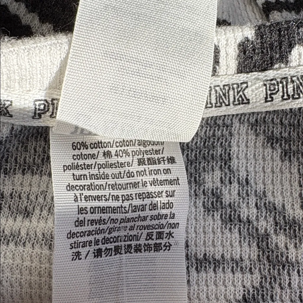 Like New PINK Victoria’s Secret Thermal Onesie Pajamas Black White Size Medium - Image 11