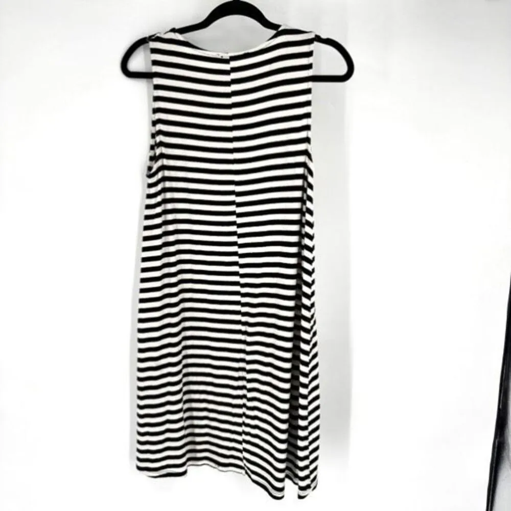 The Impeccable Pig Womens Striped Summer Mini Dress Black White Size Large - Image 2