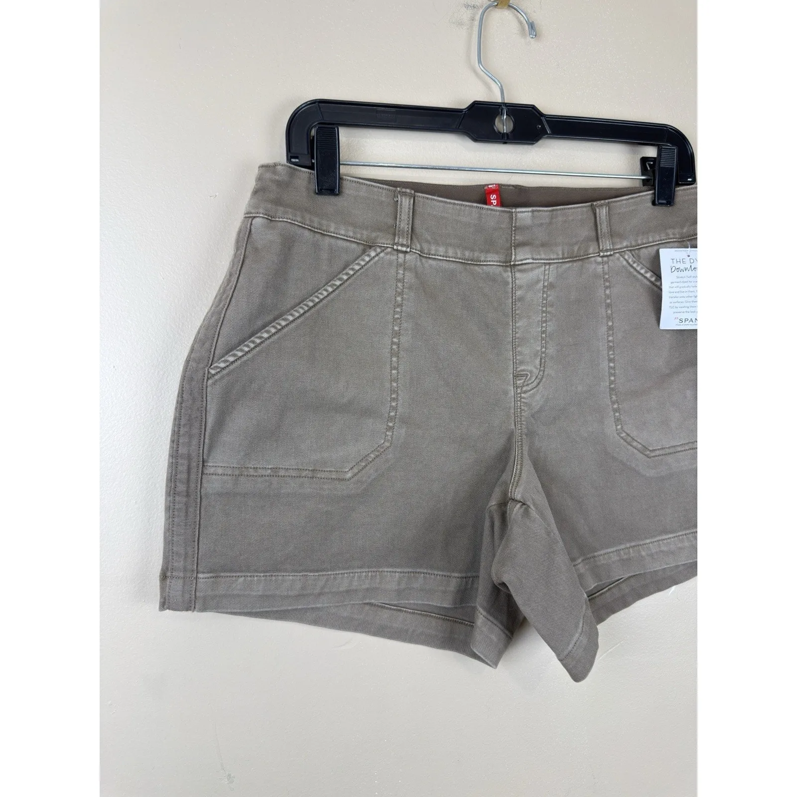 NWT SPANX Women’s Stretch Twill Shorts Brownish Gray, Size L - Image 2