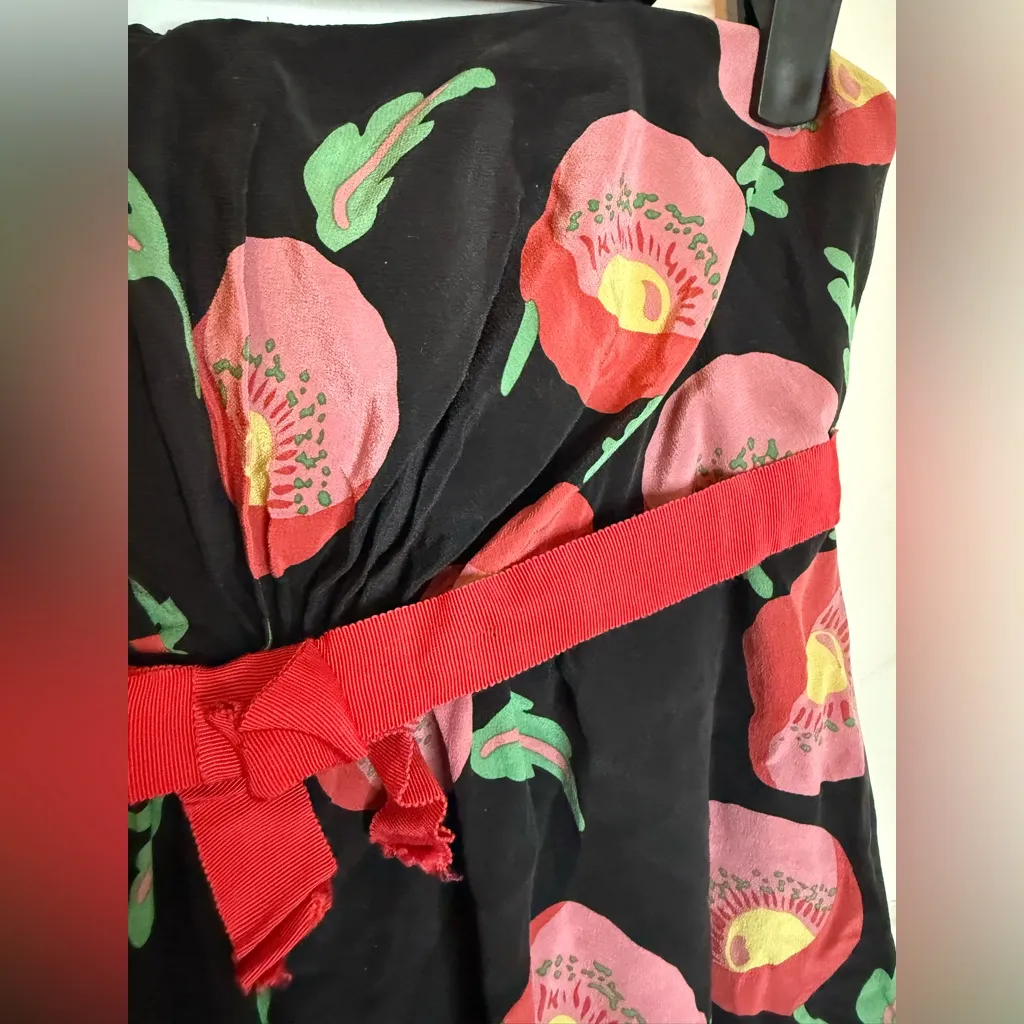 Anna Sui For Anthropologie Silk Floral Strapless Dress - Image 5