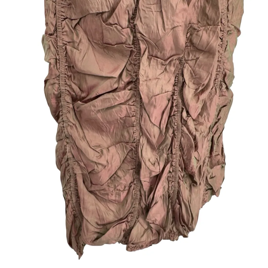 Hanna for La Journee Steampunk Whimsygoth Ruched Crinkle Maxi Skirt Size 2 Small Brown - Image 3