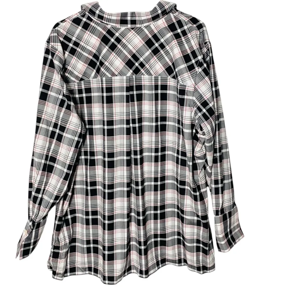 TALBOTS Christmas Plaid Popover Top - Image 4