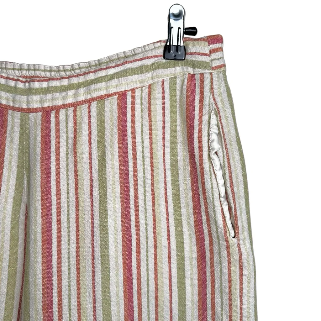 Coldwater Creek Striped Linen Blend Wide Leg Pants Size M | Pockets Retro Boho - Image 2