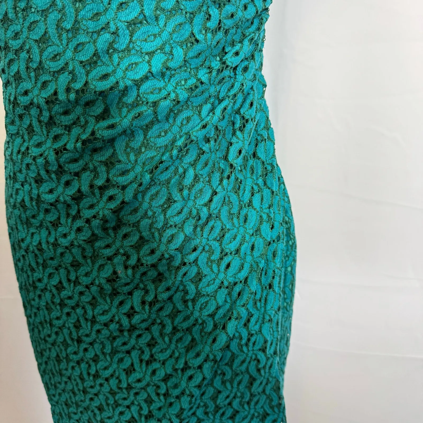 Adrianna Papell Teal Lace Sheath Dress Women’s Size 8 Cocktail Party Wedding - Image 4