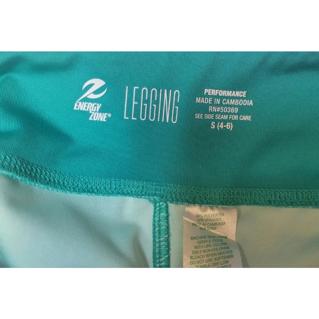 Women's Energy Zone Teal & White Patterned Leggings Size S - Image 4