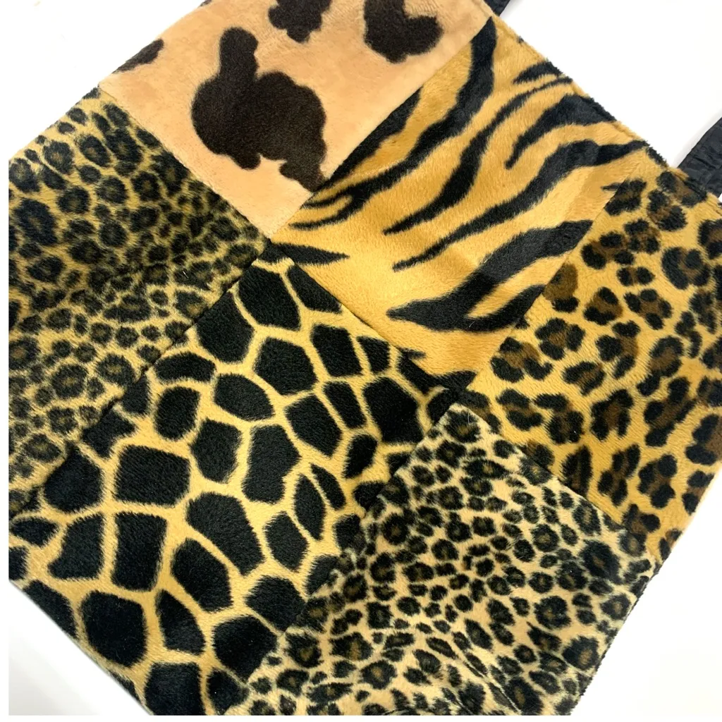 Animal Print Patchwork Tote Bag Tan - Image 7